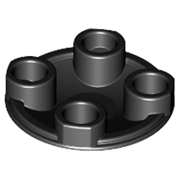 Placa redondo de 2 x 2 con fondo redondeado negra / Encargo