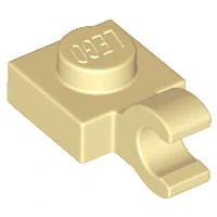 Placa modificada 1 x 1 con clip abierto en forma de O (agarre horizontal)