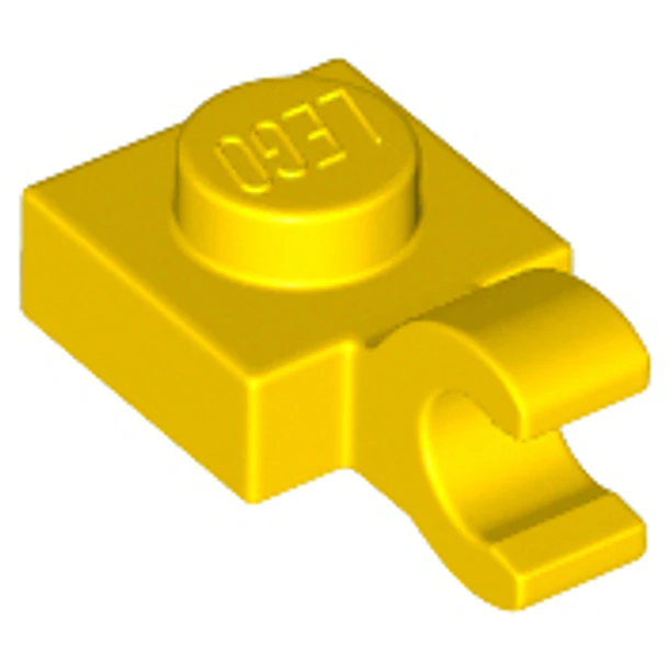 Placa modificada 1 x 1 con clip abierto en forma de O (agarre horizontal)