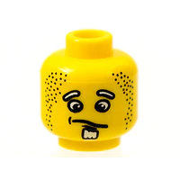 Minifigura, cabeza masculina con expresión de confusión, barba blanca