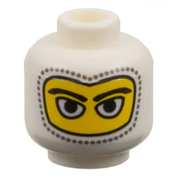 Minifigura, pasamontañas con orificio para los ojos y ribete de costura, patrón de esclerótica grande.