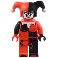 Harley Quinn - Gorro de bufón, manos negras y rojas, cuello redondeado