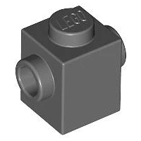 Ladrillo, modificado 1 x 1 con montantes en 2 lados, opuesto
