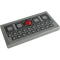 Pieza LEGO 2 x 4 con consola y pegatina de botón rojo