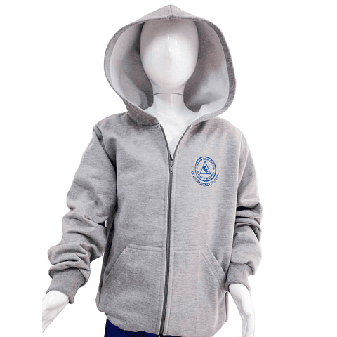 POLERON CANGURO GRIS CON CIERRE