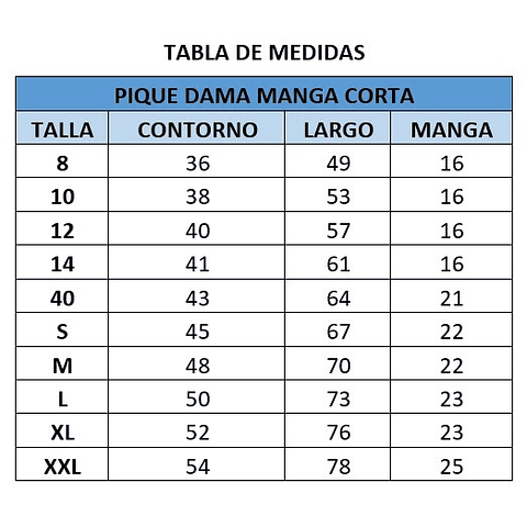 PIQUE DE DAMA MANGA CORTA CC. PEDRO DE VALDIVIA