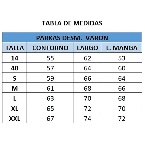 PARKA DESMONTABLE VARON C. FRATERNIDAD