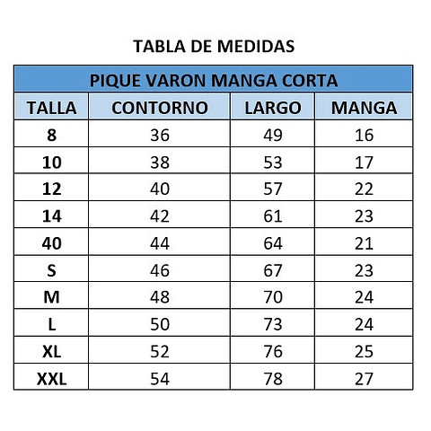 PIQUE DE VARON MANGA CORTA CC.CHIGUAYANTE