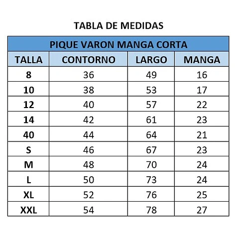 PIQUE MANGA CORTA UNISEX CC. SAN PEDRO