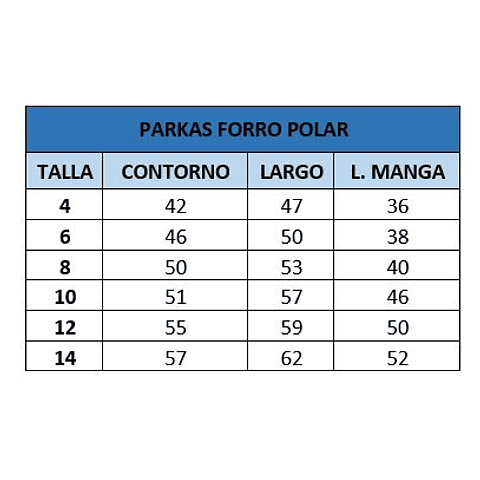 PARKA FORRADA EN POLAR CC. SAN PEDRO