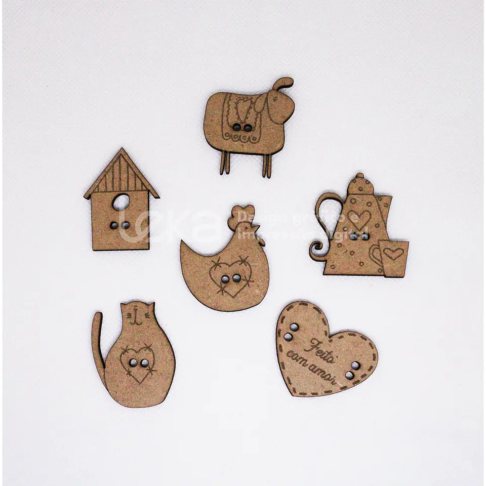 Juego de 10 botones de MDF de 3 mm  1