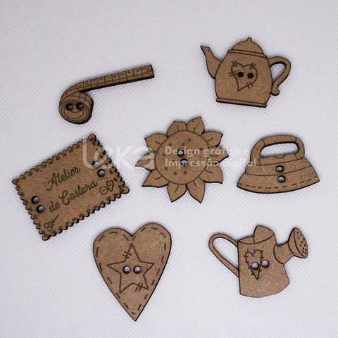 Juego de 10 botones de MDF de 3 mm 