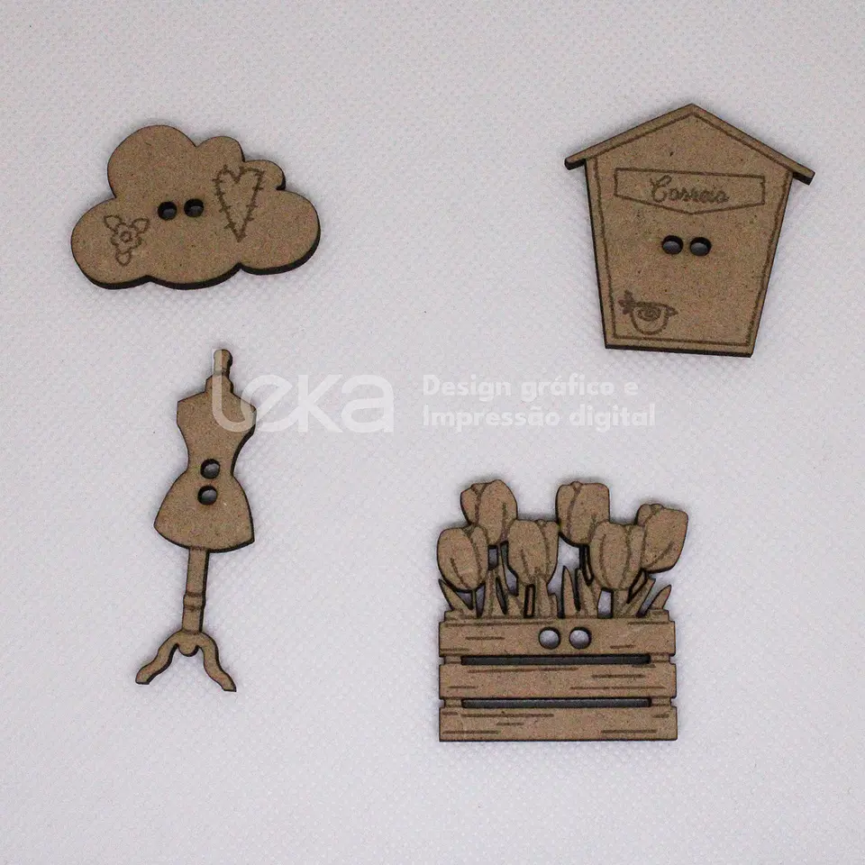 Juego de 10 botones de MDF de 3 mm  3