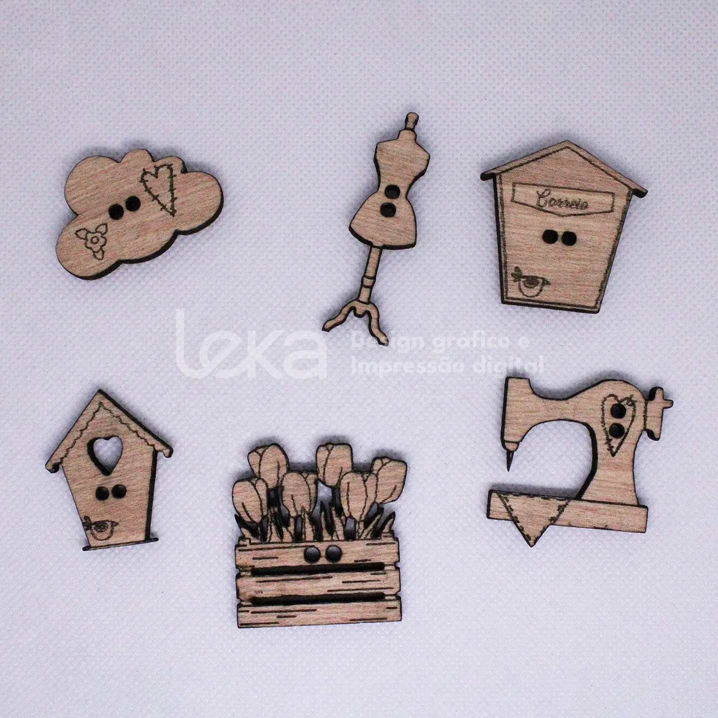 Juego de 10 botones de madera contrachapada de 5 mm 1