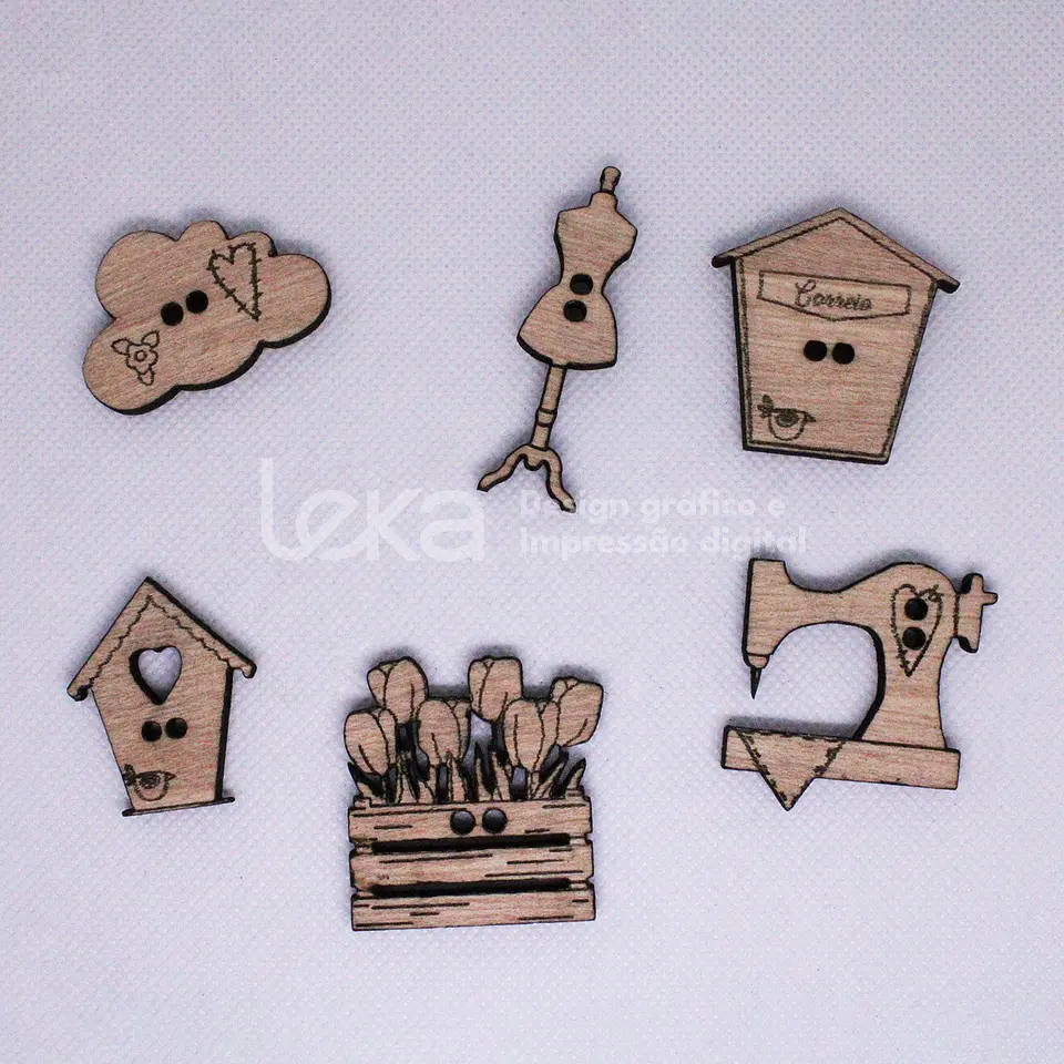 Juego de 10 botones de madera contrachapada de 5 mm 1