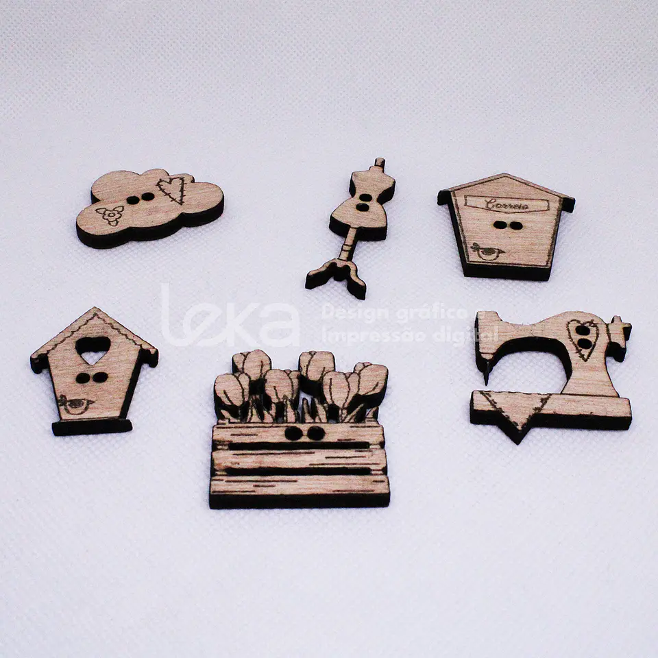 Juego de 10 botones de madera contrachapada de 5 mm 2