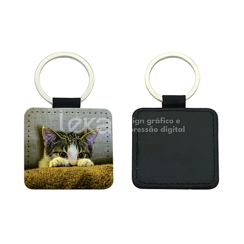Llavero de piel sintética cuadrado personalizado
