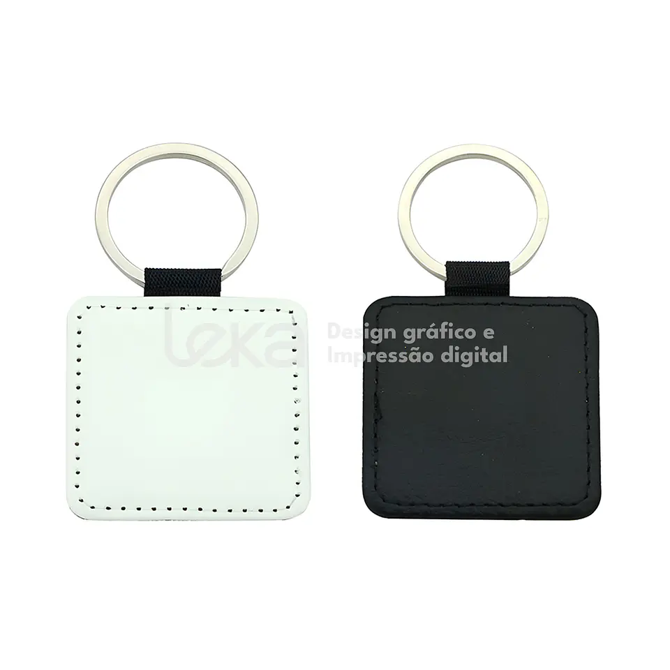 Llavero de piel sintética cuadrado personalizado 2