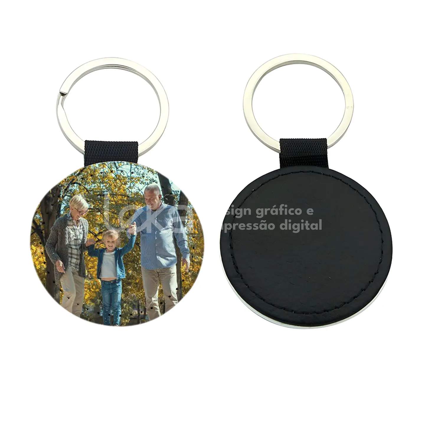 Porta-Chaves Redondo em Pele Sintética Personalizado 1