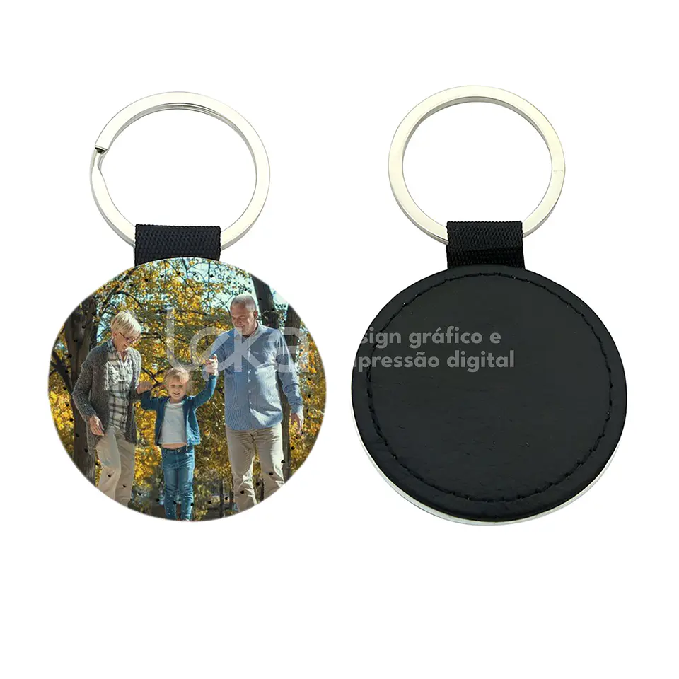 Porta-Chaves Redondo em Pele Sintética Personalizado 1