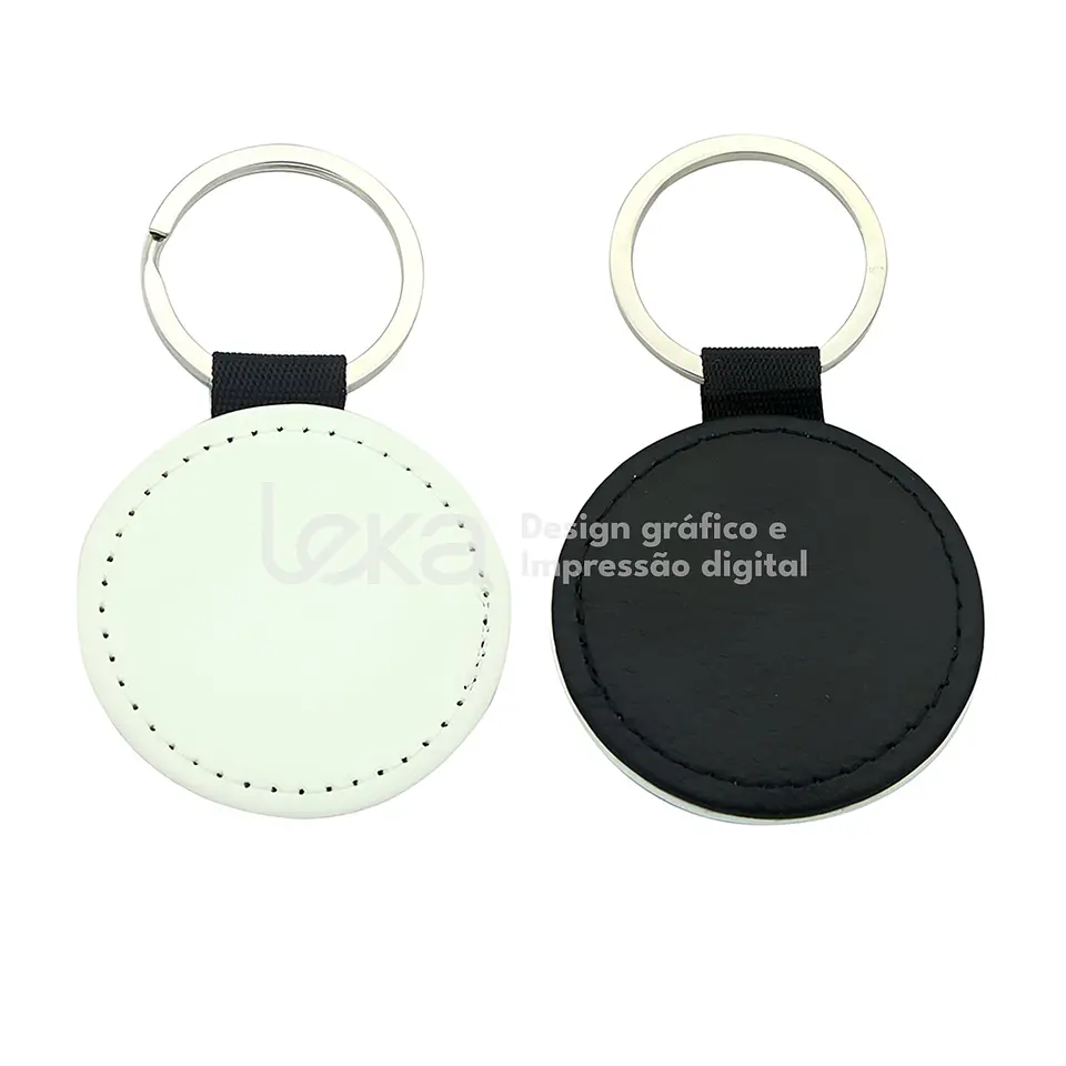 Porta-Chaves Redondo em Pele Sintética Personalizado 2