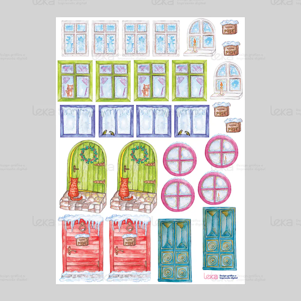 Puertas y ventanas en invierno - Hoja de transfer A4 DTF 2