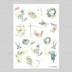 Aquarela Páscoa - Folha de Transfer DTF A4 
