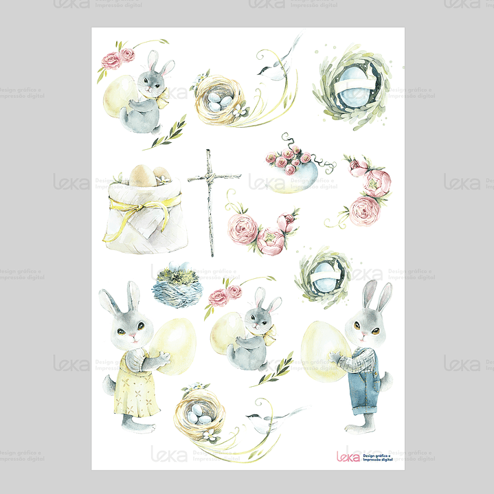 Aquarela Páscoa - Folha de Transfer DTF A4  2