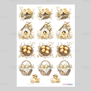 Elementos de páscoa - Folha de Transfer DTF A4  