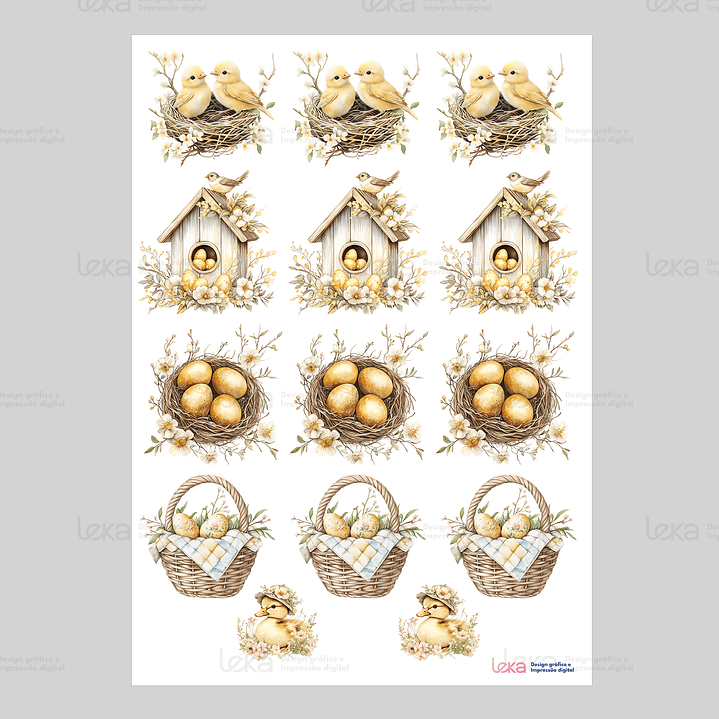 Elementos de páscoa - Folha de Transfer DTF A4   2