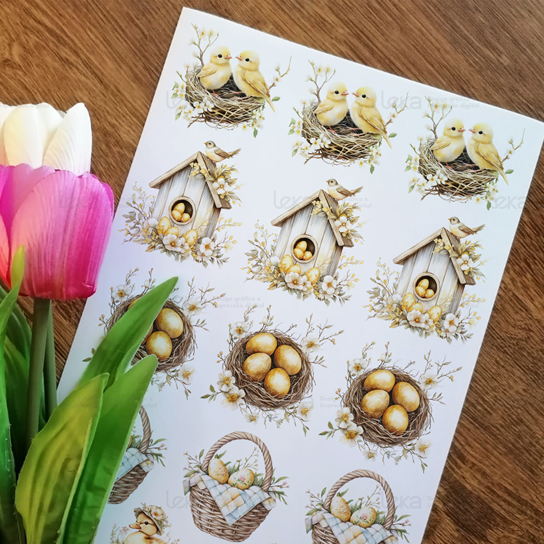 Elementos de páscoa - Folha de Transfer DTF A4   1