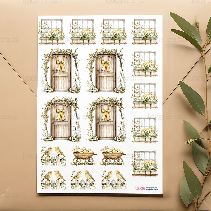 Portas e janelas páscoa - Folha de Transfer DTF A4  1