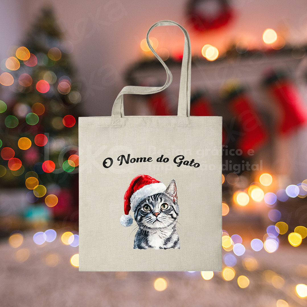 Saco de Natal Personalizável para Amantes de Gatos 1