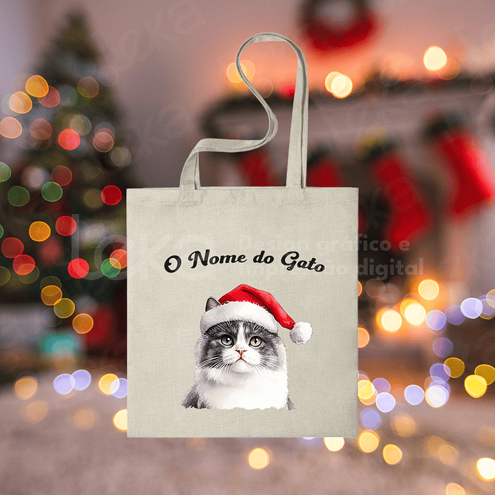 Saco de Natal Personalizável para Amantes de Gatos 5