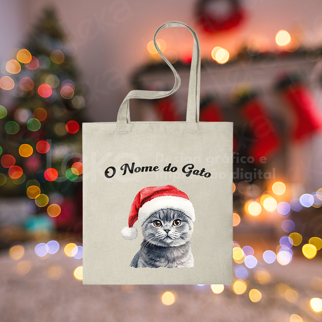 Saco de Natal Personalizável para Amantes de Gatos 11