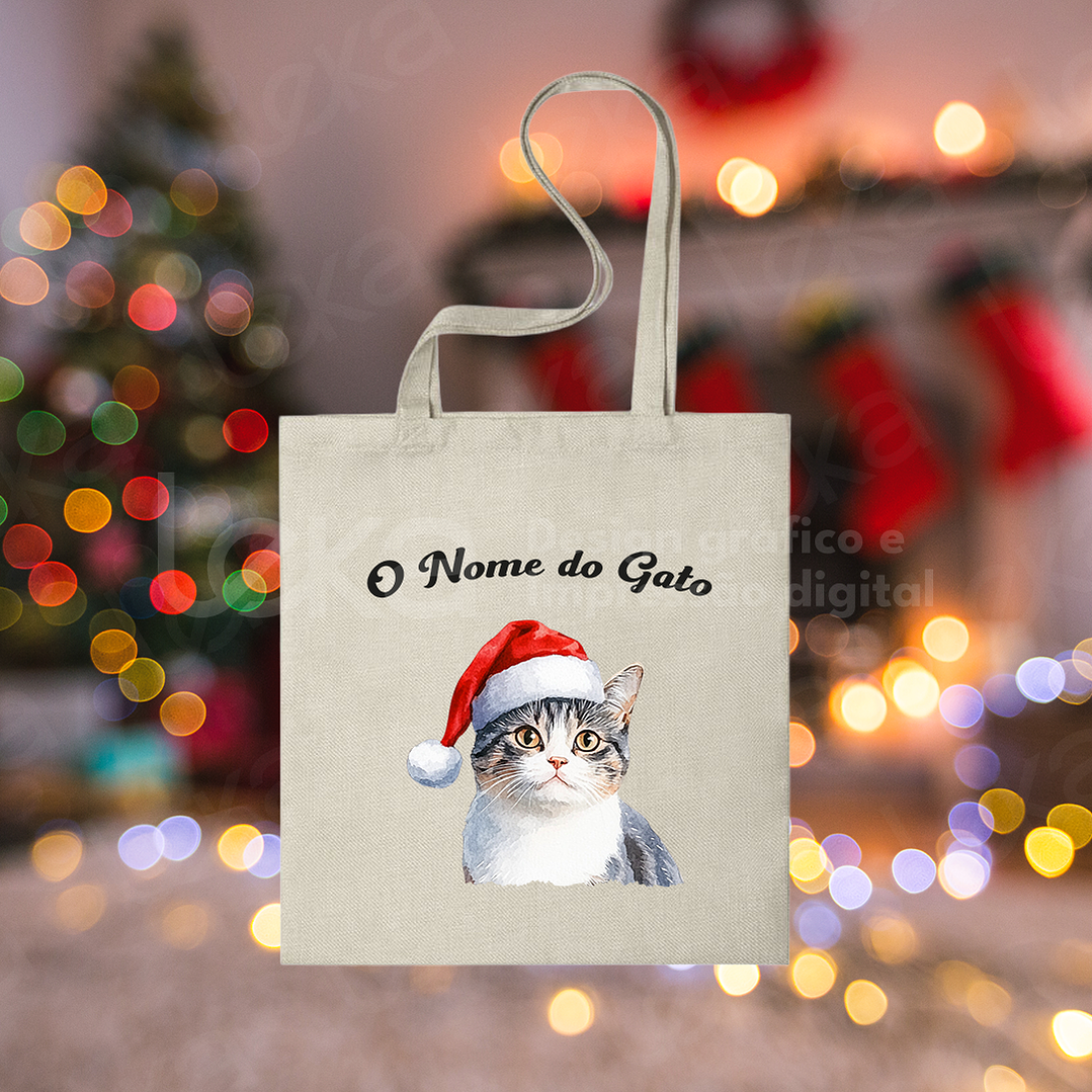 Saco de Natal Personalizável para Amantes de Gatos 3