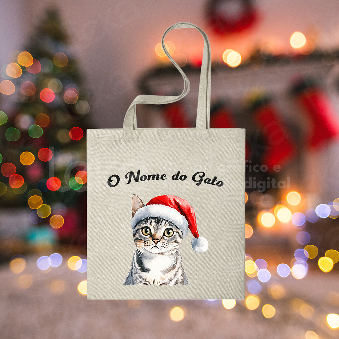 Saco de Natal Personalizável para Amantes de Gatos 17