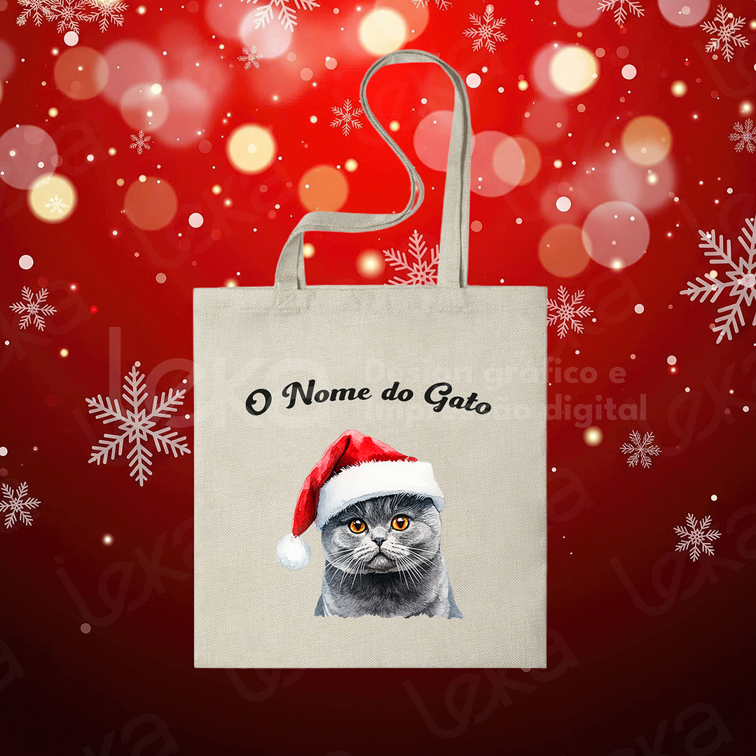 Saco de Natal Personalizável para Amantes de Gatos 22