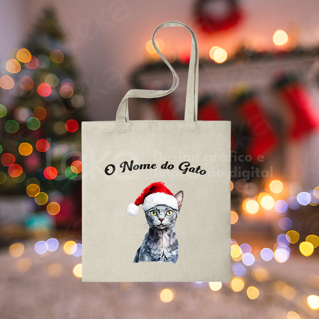 Saco de Natal Personalizável para Amantes de Gatos 23