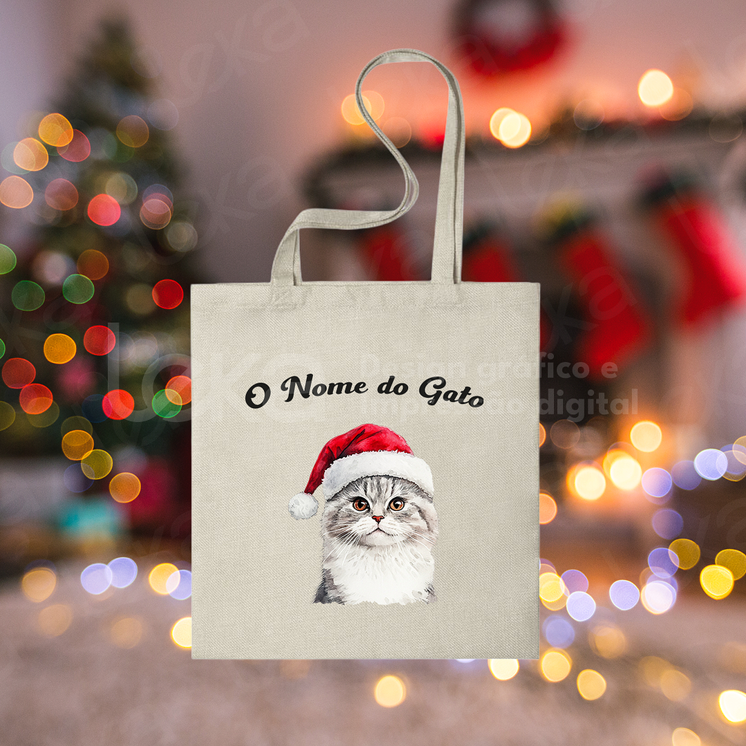 Saco de Natal Personalizável para Amantes de Gatos 29