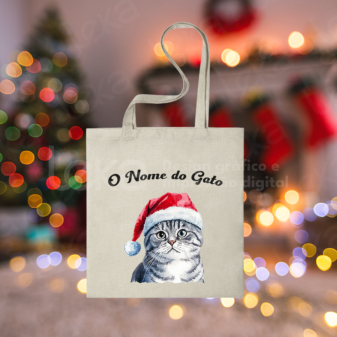 Saco de Natal Personalizável para Amantes de Gatos 15