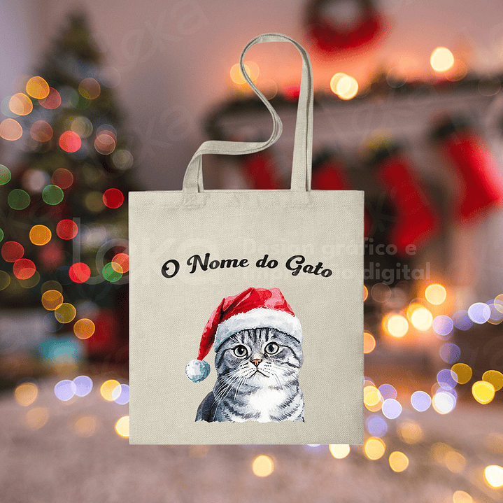 Saco de Natal Personalizável para Amantes de Gatos 15