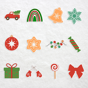 Conjunto Mágico: 12 Autocolantes de Natal (6 cm)