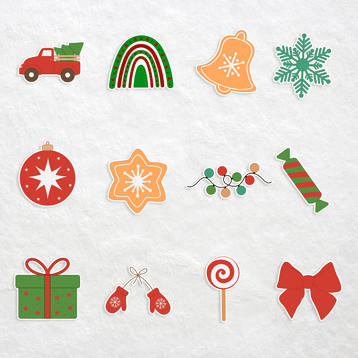Conjunto Mágico: 12 Autocolantes de Natal (6 cm) 1