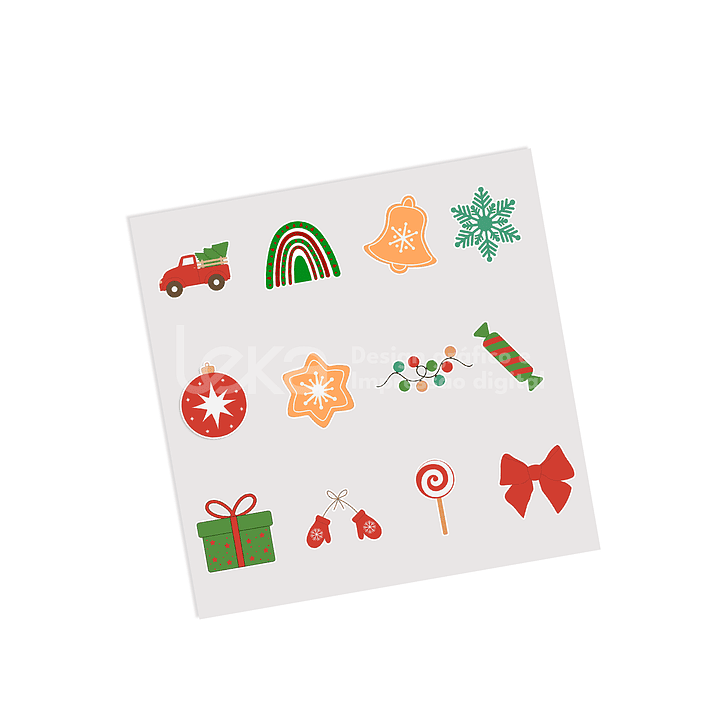 Conjunto Mágico: 12 Autocolantes de Natal (6 cm) 3