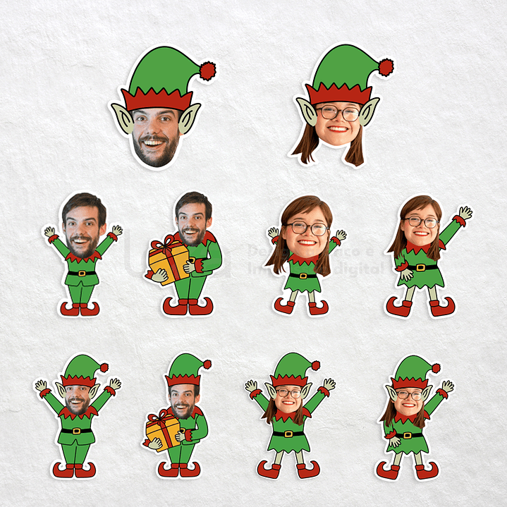 Como Elfos de Natal - Kit de 10 Adesivos para Casais 6 cm 1