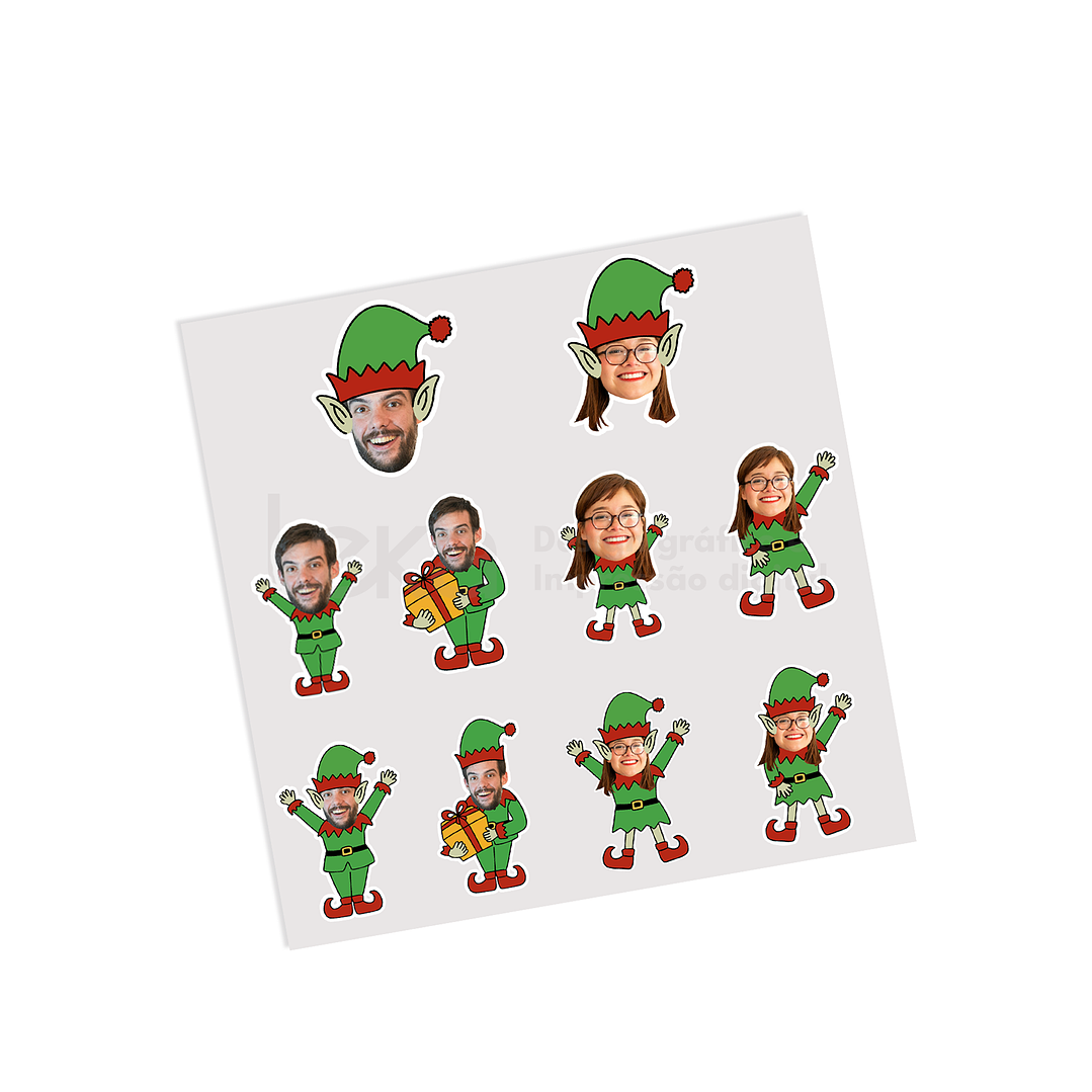 Como Elfos de Natal - Kit de 10 Adesivos para Casais 6 cm 3