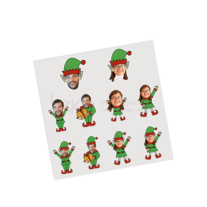 Como Elfos de Natal - Kit de 10 Adesivos para Casais 6 cm 3