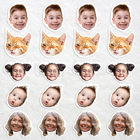 Rostos Que Amo - Pack de 20 Autocolantes 6cm