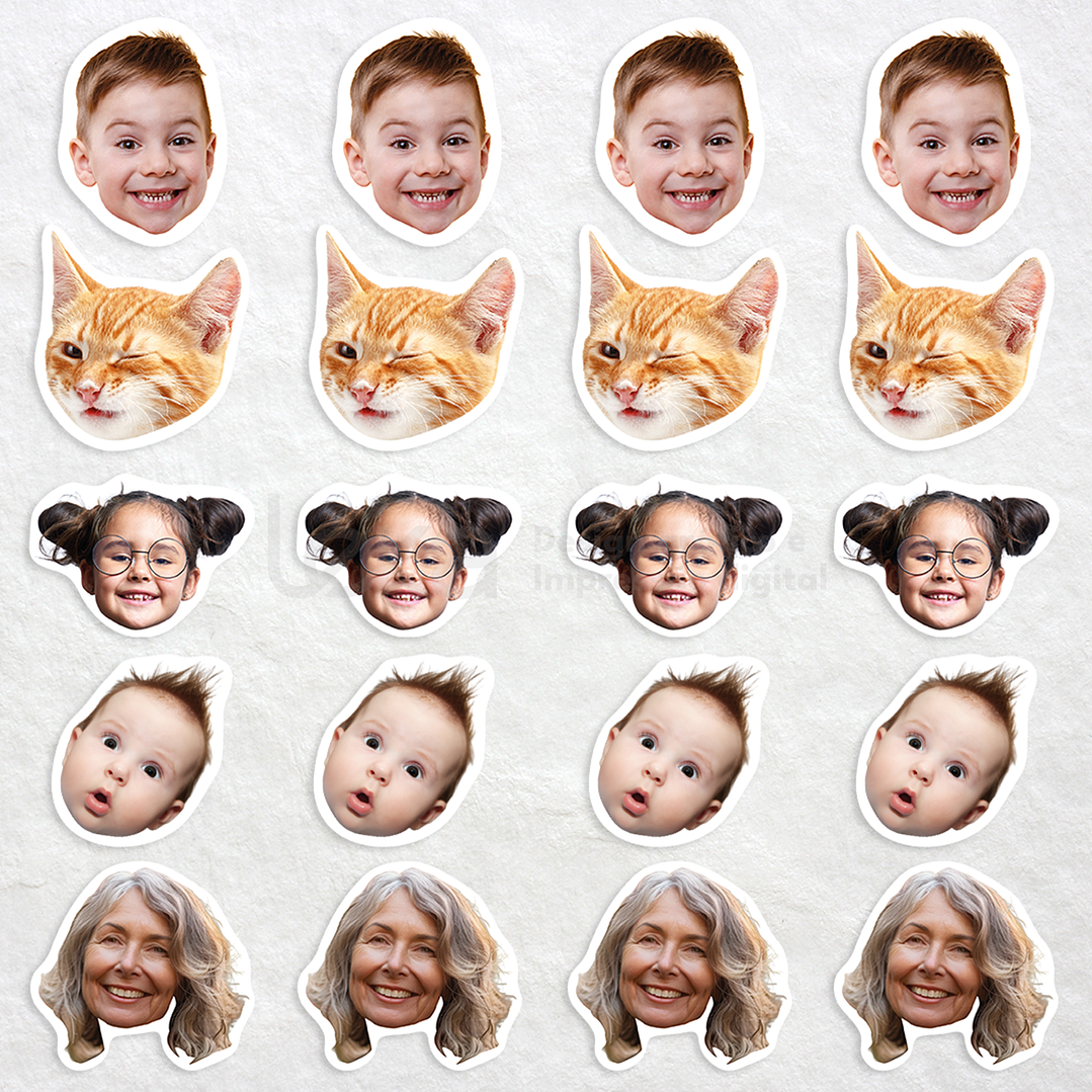 Rostos Que Amo - Pack de 20 Autocolantes 6cm 1